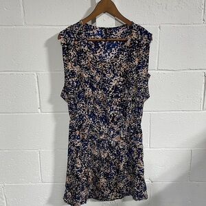 Mango Blue|Beige Animal Print Mini Dress Sz 8